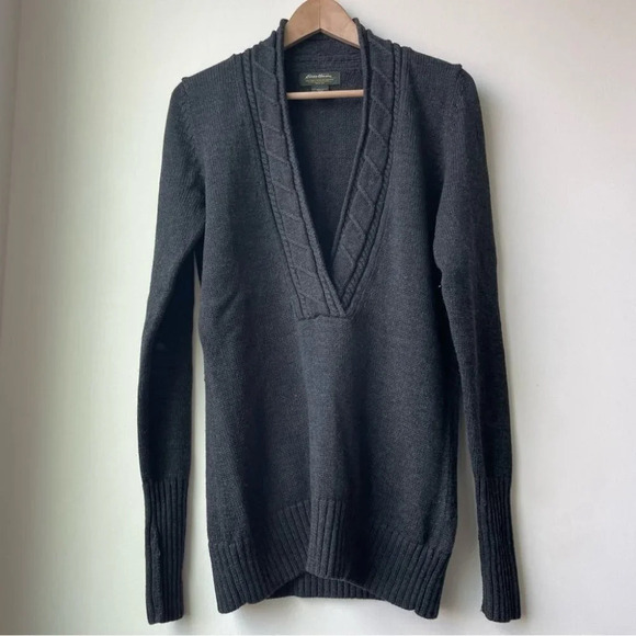 Vintage Eddie Bauer Merino Wool V Neck Knit  Sweater - Picture 2 of 8